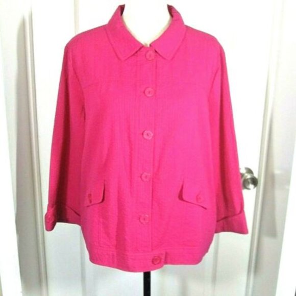Christopher & Banks Jackets & Blazers - Christopher & Banks Hot Pink Lightweight Jacket XL